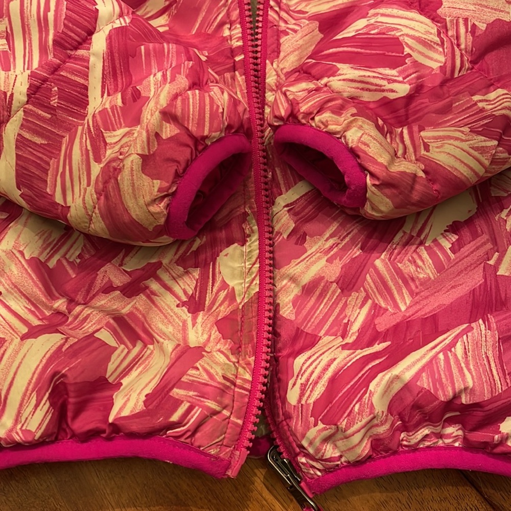 Pink reversible down jacket & hat - Picture 5 of 8